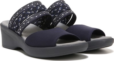 Bzees Riviera Machine Washable Wedge Sparkle Slides Sandal CHOOSE size  & color