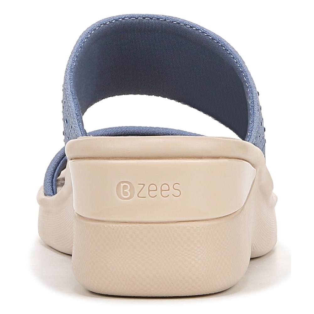 BZEES Zipline popular Wedge Sandal Shoe Washed Blue Grey Zipper Adjustable Back Strap 9